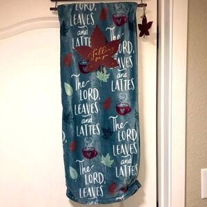Fall Plush Blanket Throw Leaves Latte Coffee 50x60